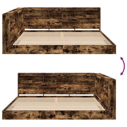 vidaXL Bücherregal-Bett Räuchereiche 180 x 200 cm Holzwerkstoff
