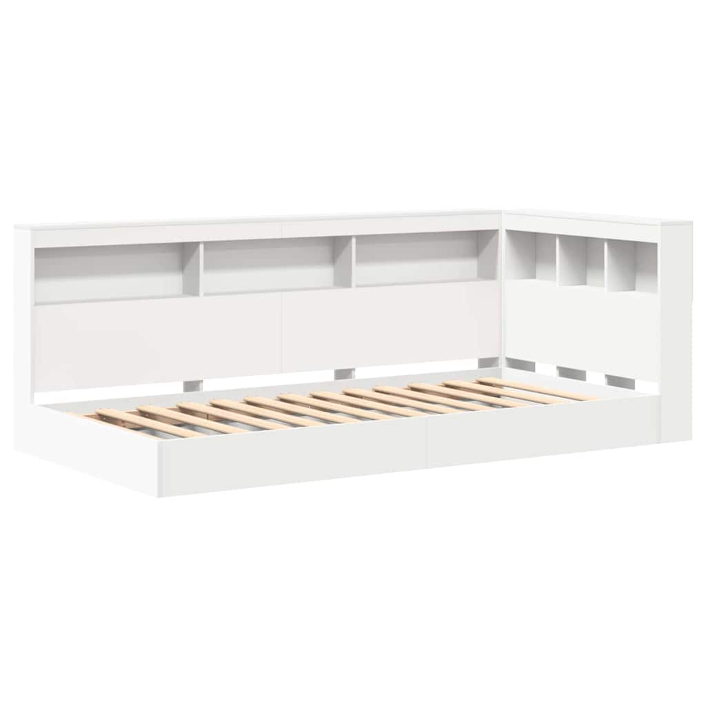 vidaXL Bücherregal-Bett mit Kopfteil Weiß 90 x 190 cm Holzwerkstoff