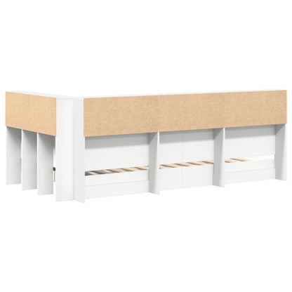 vidaXL Bücherregal-Bett mit Kopfteil Weiß 75 x 190 cm Holzwerkstoff