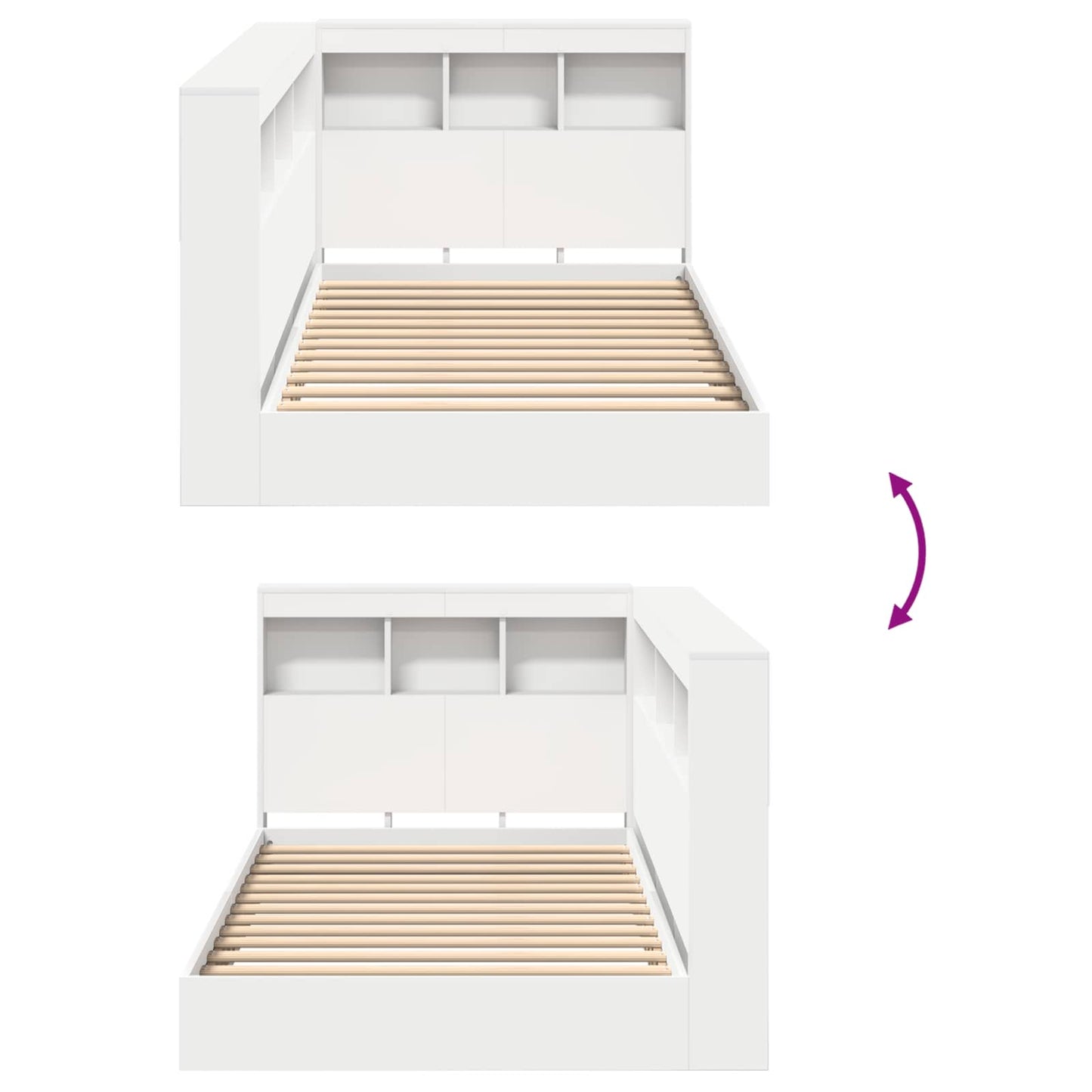 vidaXL Bücherregal-Bett mit Kopfteil Weiß 75 x 190 cm Holzwerkstoff