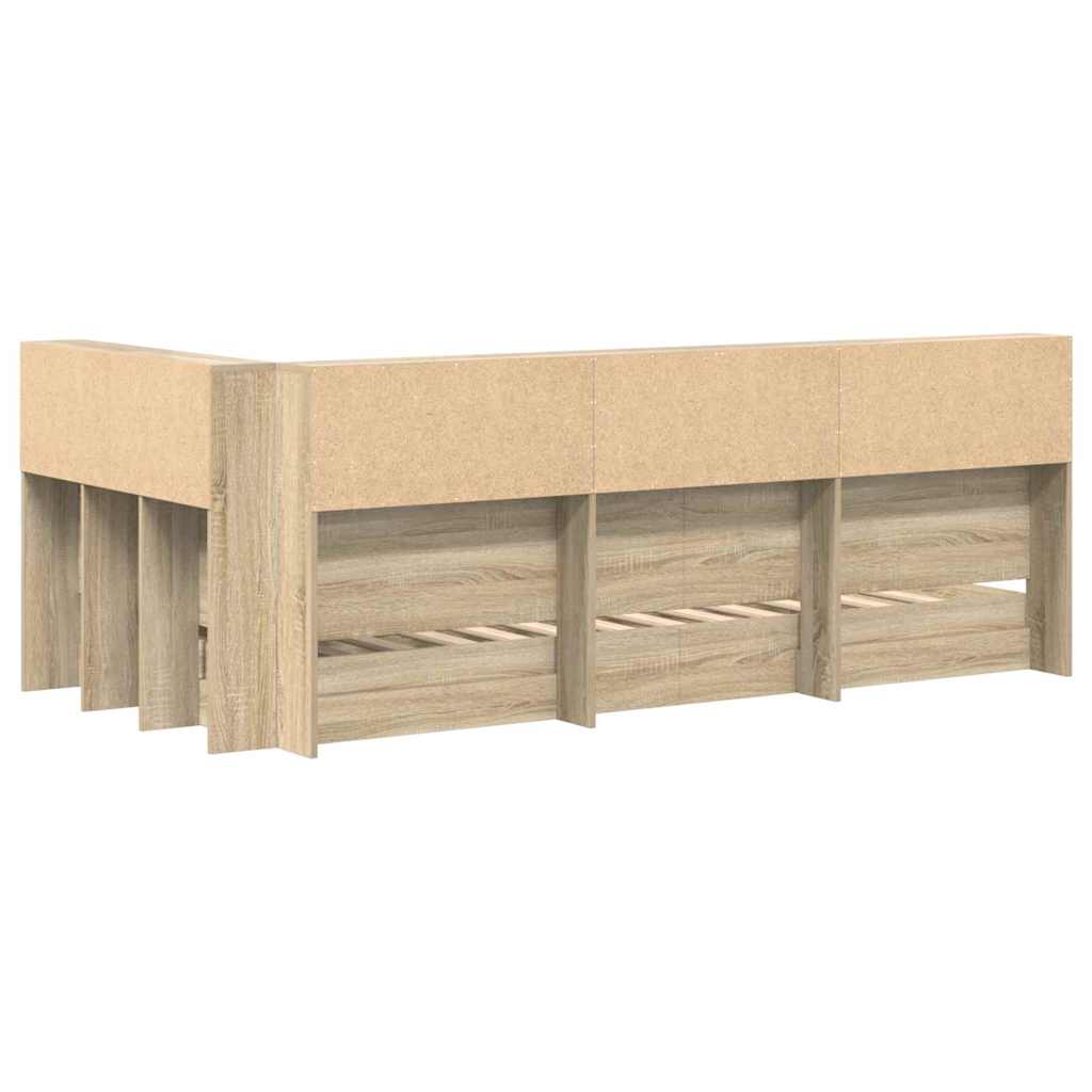 vidaXL Bücherregal-Bett Sonoma-Eiche 75 x 190 cm Holzwerkstoff