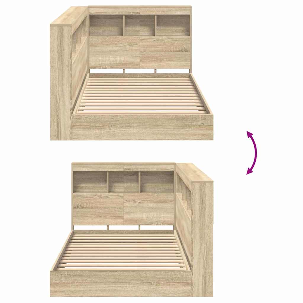 vidaXL Bücherregal-Bett Sonoma-Eiche 75 x 190 cm Holzwerkstoff