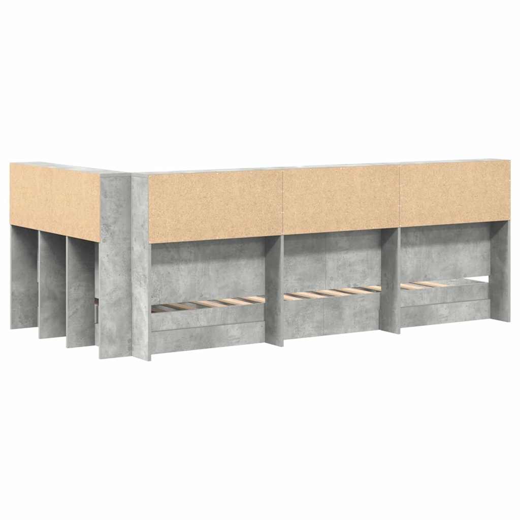 vidaXL Bücherregal-Bett Beton Grau 75 x 190 cm Holzwerkstoff