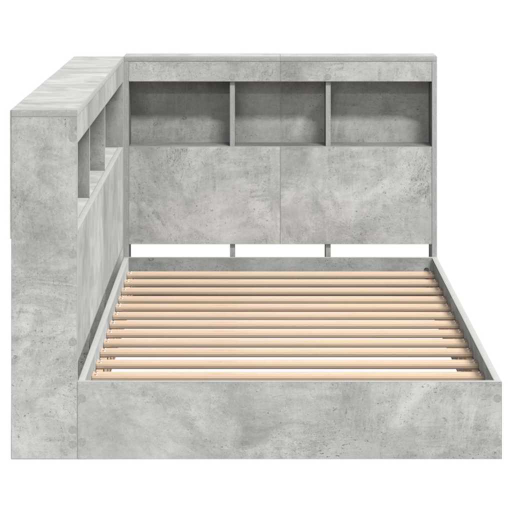 vidaXL Bücherregal-Bett Beton Grau 75 x 190 cm Holzwerkstoff