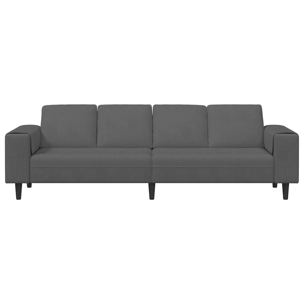 vidaXL Sofa mit Kissen Dunkelgrau 250 x 77 x 76 cm Cordstoff