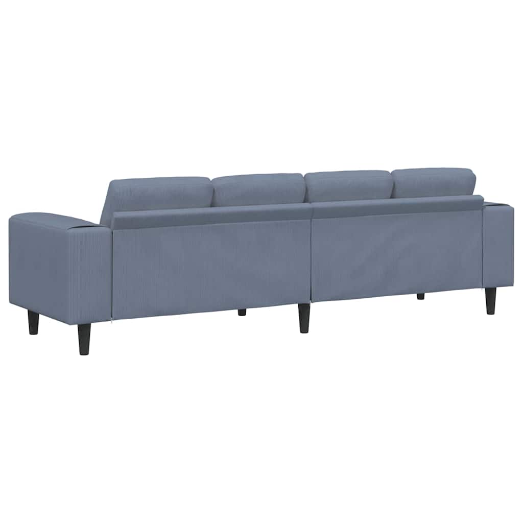 vidaXL Sofa mit Kissen Blau 250 x 77 x 76 cm Cordstoff