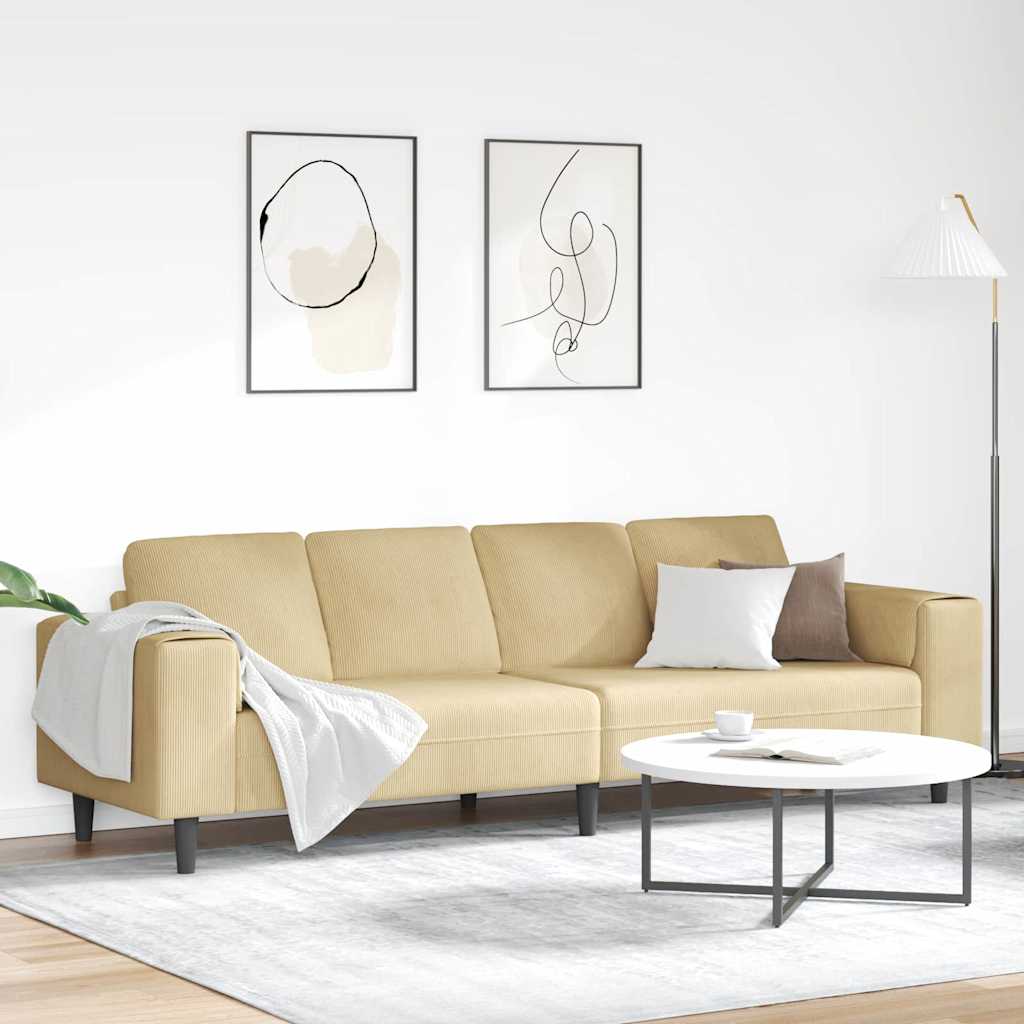 vidaXL Sofa mit Kissen Grau-Grün 250 x 77 x 76 cm Cordstoff