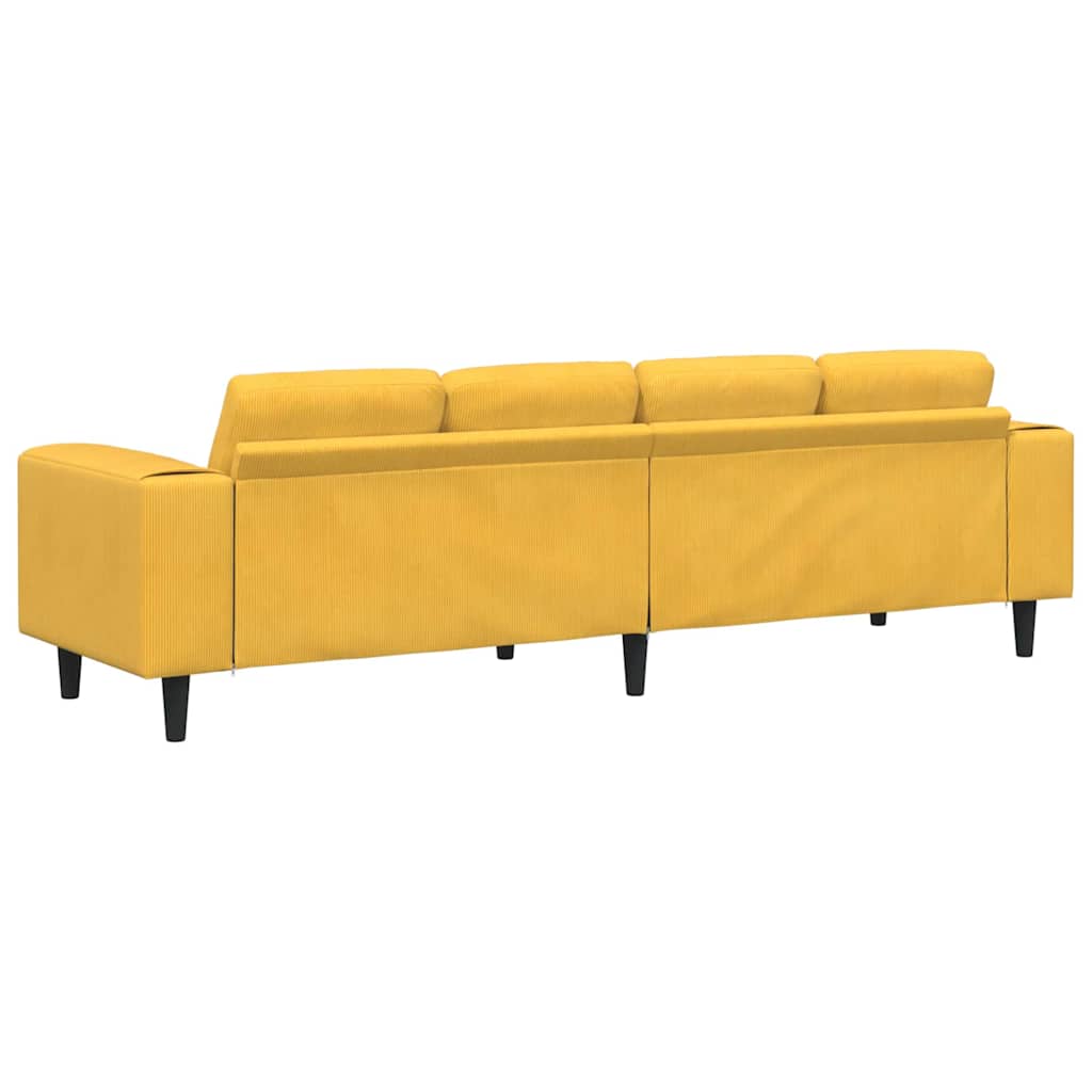 Sofa mit Kissen Helles Gelb 250 x 77 x 76 cm Cordstoff