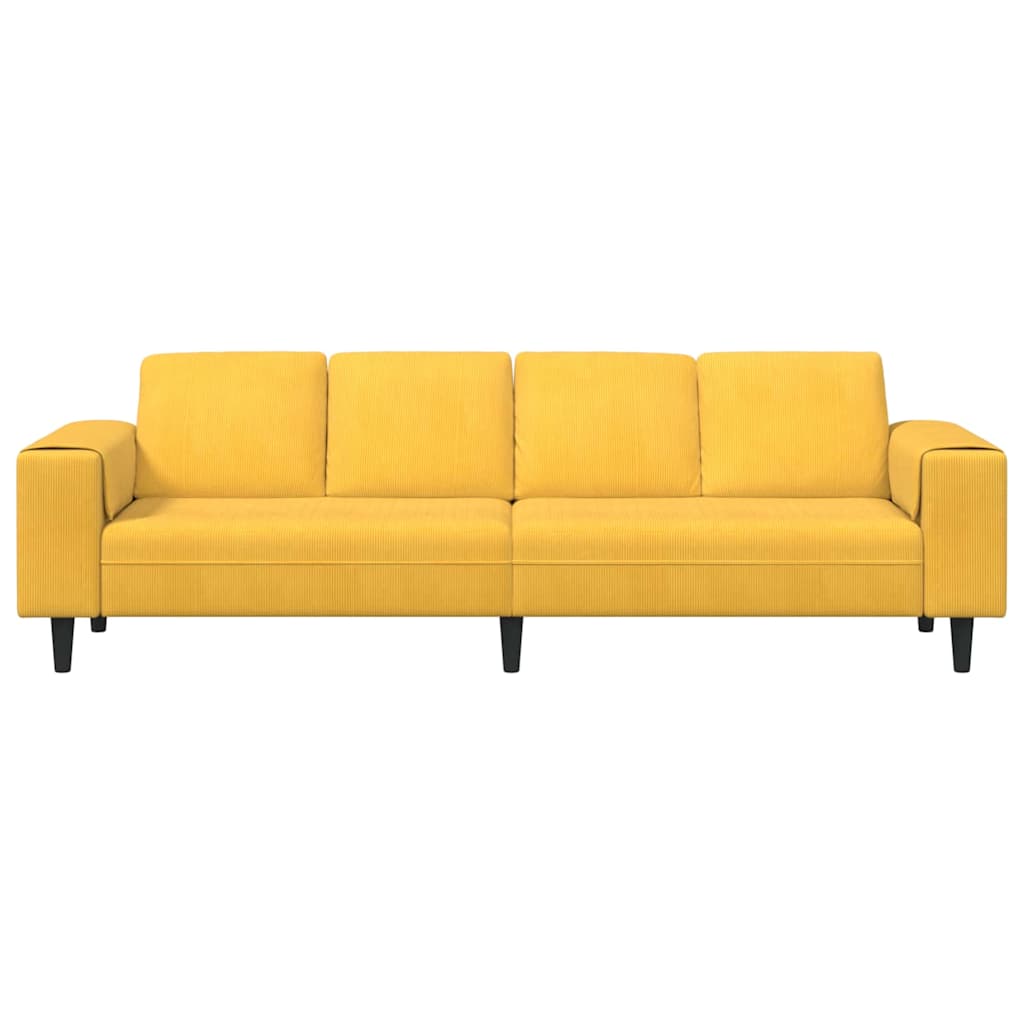 Sofa mit Kissen Helles Gelb 250 x 77 x 76 cm Cordstoff