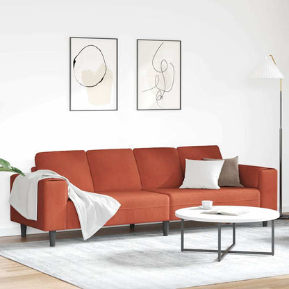 vidaXL Sofa mit Kissen Rot-Orange 250 x 77 x 76 cm Cordstoff