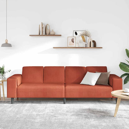 vidaXL Sofa mit Kissen Rot-Orange 250 x 77 x 76 cm Cordstoff