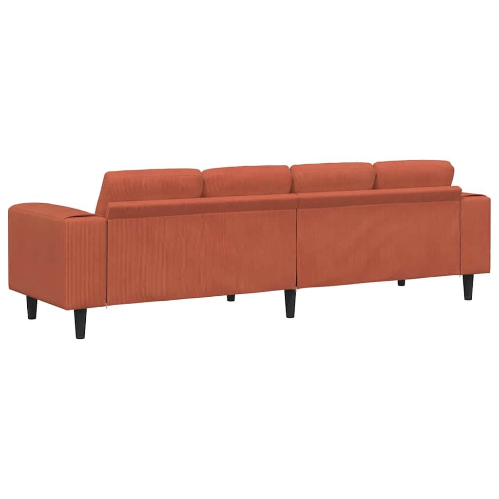 vidaXL Sofa mit Kissen Rot-Orange 250 x 77 x 76 cm Cordstoff