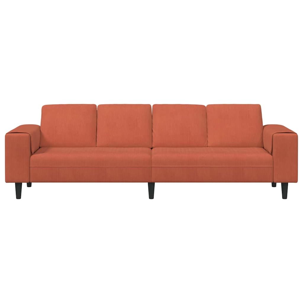 vidaXL Sofa mit Kissen Rot-Orange 250 x 77 x 76 cm Cordstoff
