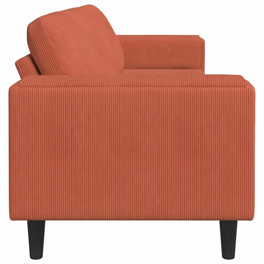 vidaXL Sofa mit Kissen Rot-Orange 250 x 77 x 76 cm Cordstoff