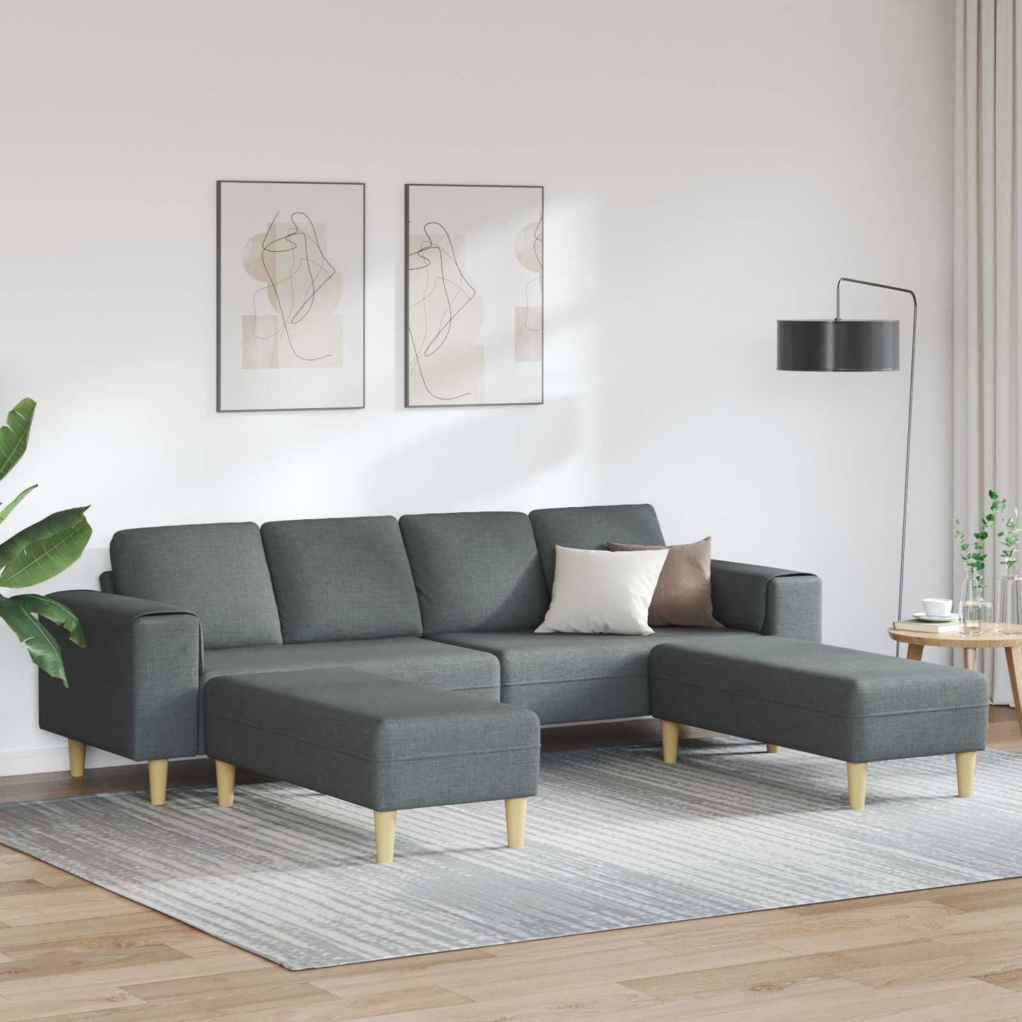 vidaXL Wohnzimmer Couch 3 pcs Dunkelgrau Polyester