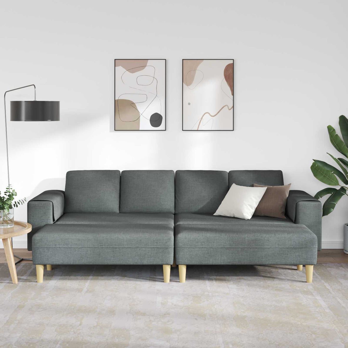 vidaXL Wohnzimmer Couch 3 pcs Dunkelgrau Polyester