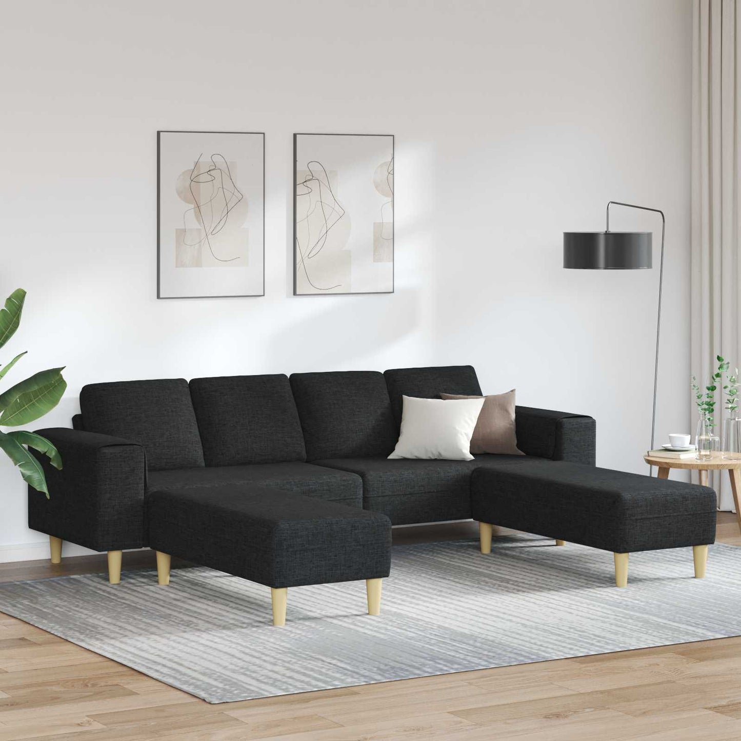 vidaXL Wohnzimmer Couch 3 pcs Schwarz Polyester