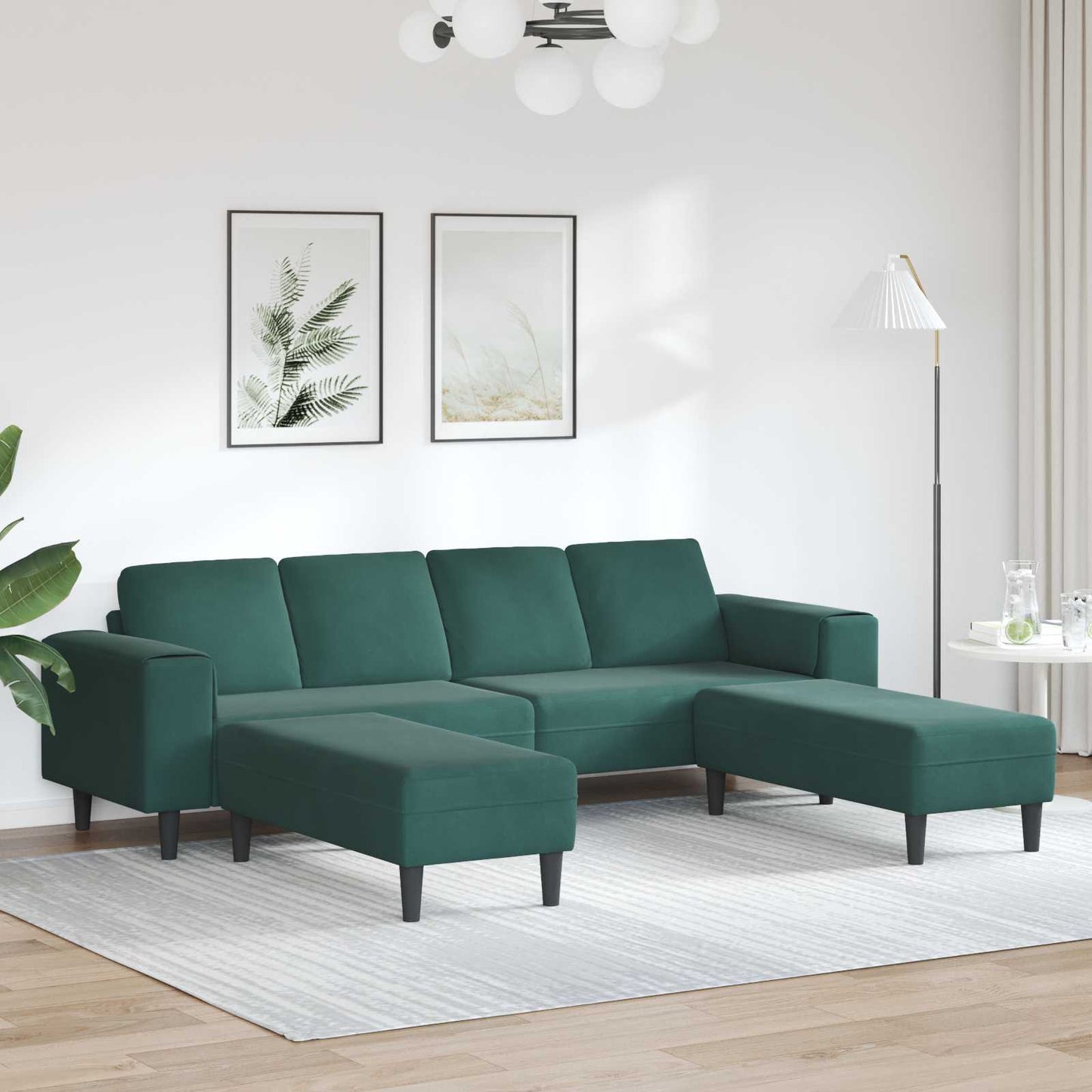 vidaXL Wohnzimmer Couch 3 pcs Dunkelgrün