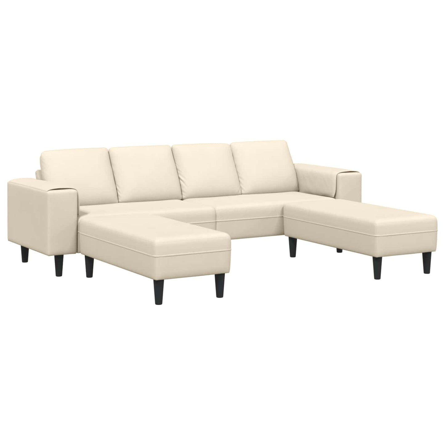 Sofa mit Kissen Creme 250 x 188 x 76 cm Cordstoff