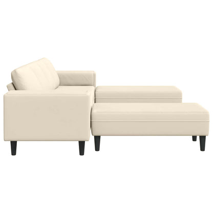 Sofa mit Kissen Creme 250 x 188 x 76 cm Cordstoff