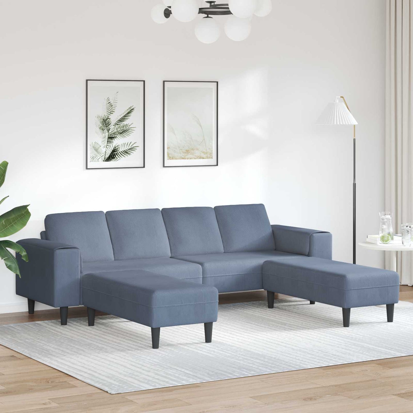vidaXL Sofa mit Kissen Blau 250 x 188 x 76 cm Cordstoff