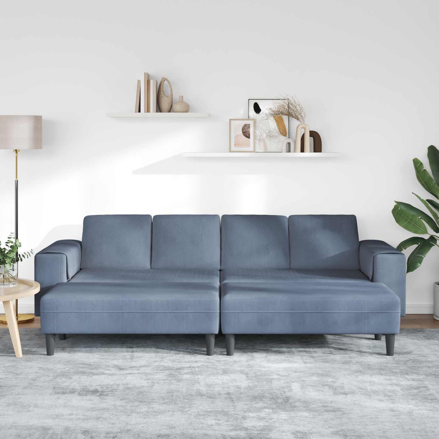 vidaXL Sofa mit Kissen Blau 250 x 188 x 76 cm Cordstoff