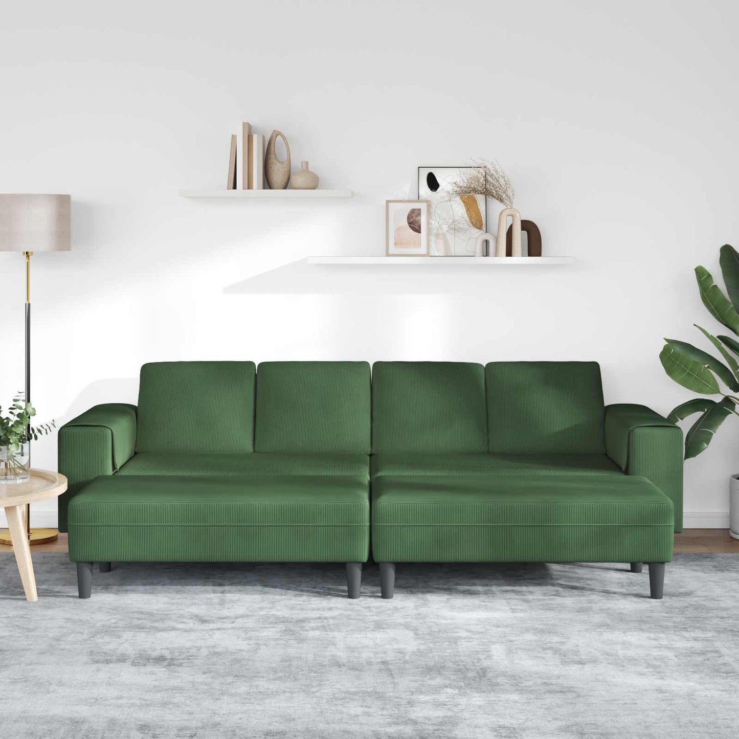 vidaXL Sofa mit Kissen Dunkelgrün 250 x 188 x 76 cm Cordstoff