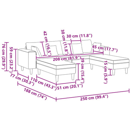 vidaXL Sofa mit Kissen Dunkelgrün 250 x 188 x 76 cm Cordstoff