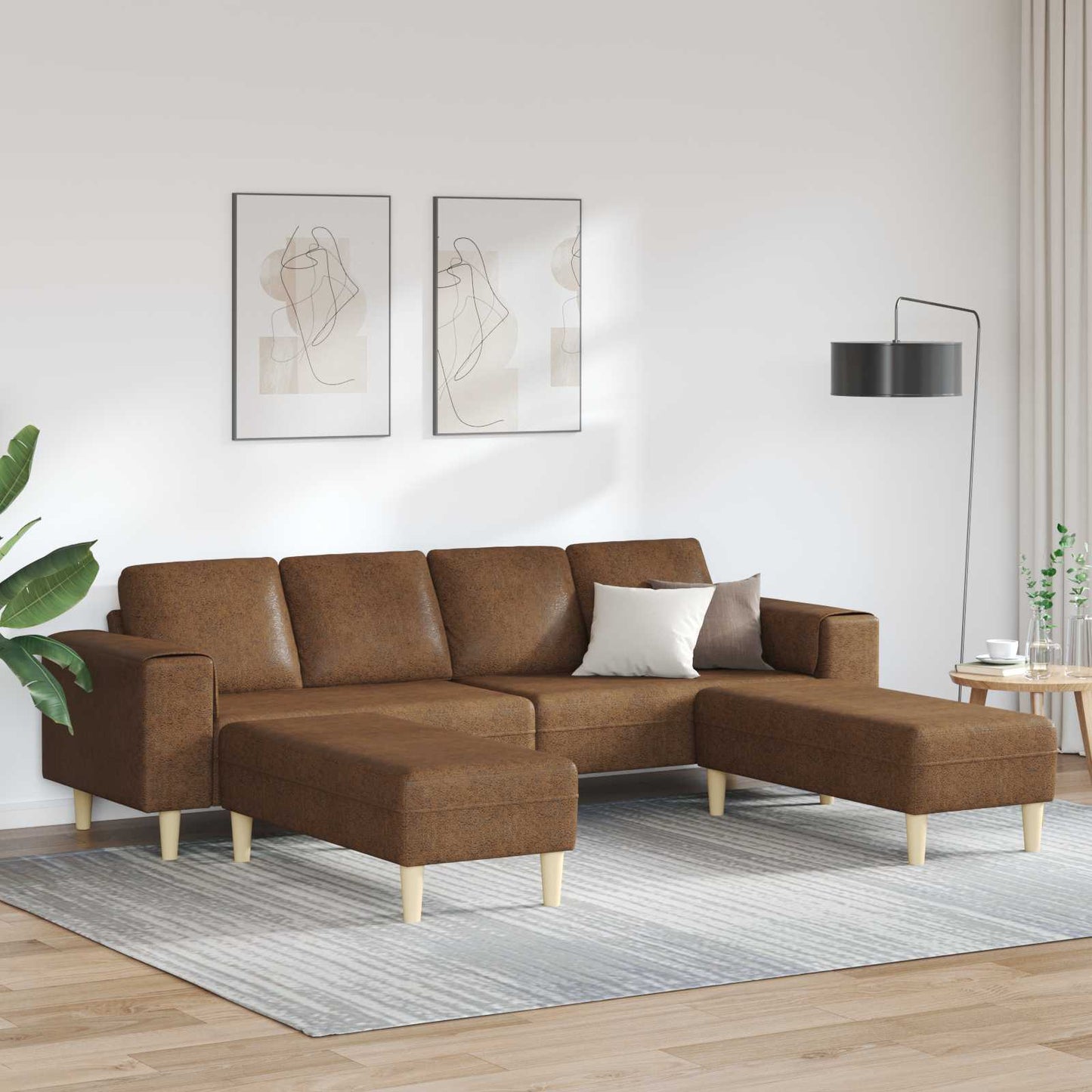 vidaXL Sofa Set Braun Faux Wildleder