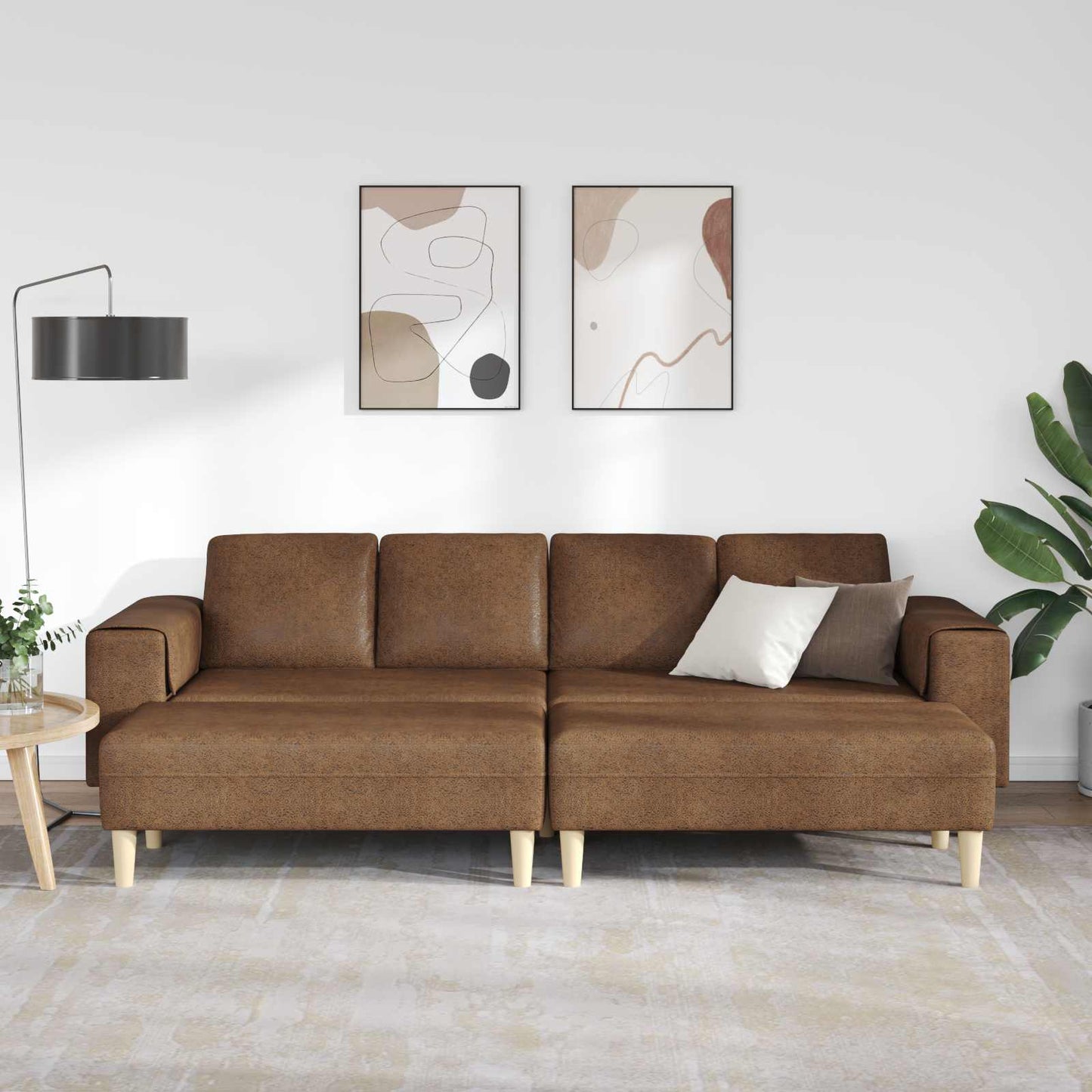 vidaXL Sofa Set Braun Faux Wildleder