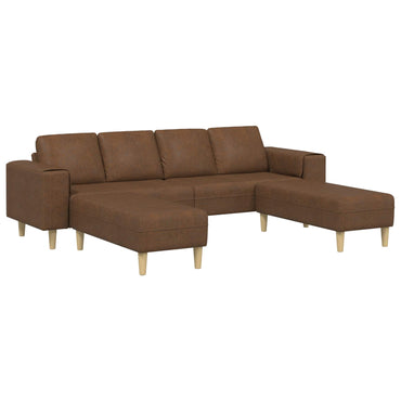 vidaXL Sofa Set Braun Faux Wildleder