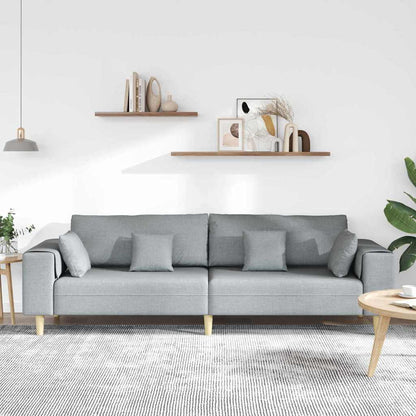 vidaXL Sofa mit Kissen Hellgrau 250 x 77 x 76 cm Stoff
