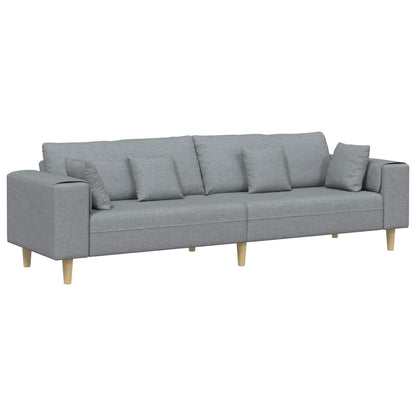 vidaXL Sofa mit Kissen Hellgrau 250 x 77 x 76 cm Stoff
