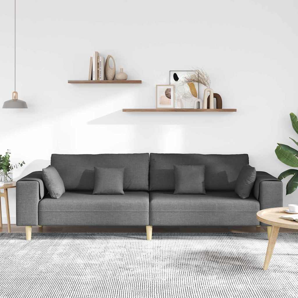 vidaXL Sofa mit Kissen Dunkelgrau 250 x 77 x 76 cm Stoff