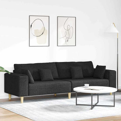 vidaXL Sofa mit Kissen Schwarz 250 x 77 x 76 cm Stoff