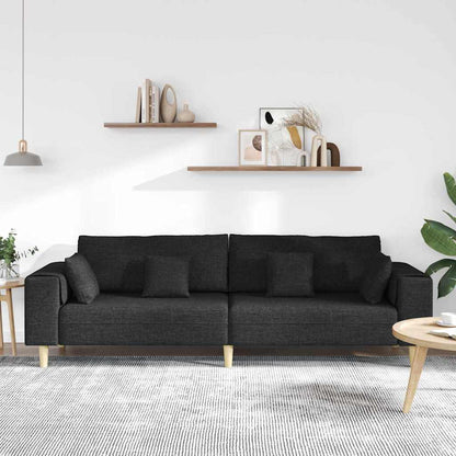 vidaXL Sofa mit Kissen Schwarz 250 x 77 x 76 cm Stoff