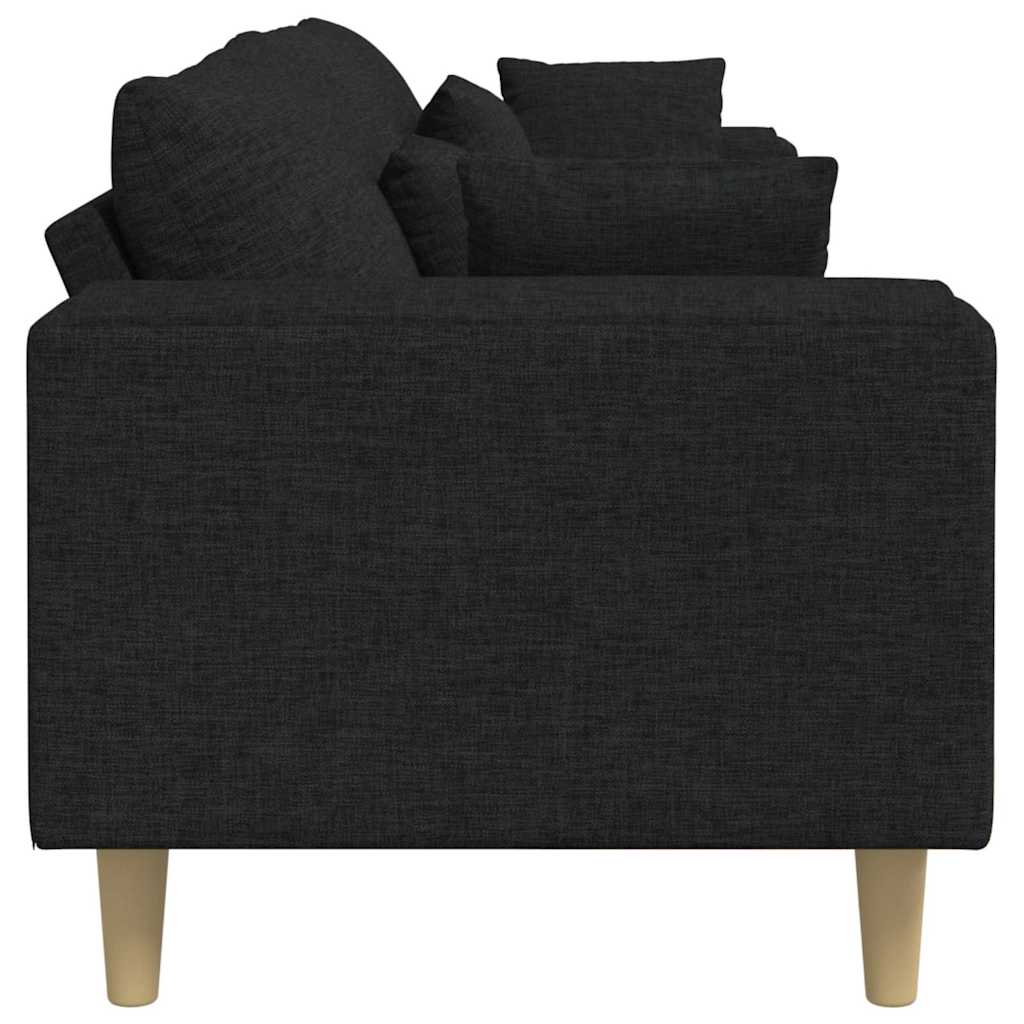vidaXL Sofa mit Kissen Schwarz 250 x 77 x 76 cm Stoff
