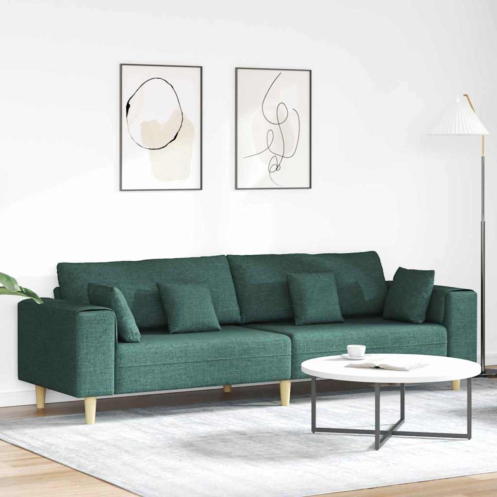vidaXL Sofa mit Kissen Dunkelgrün 250 x 77 x 76 cm Stoff