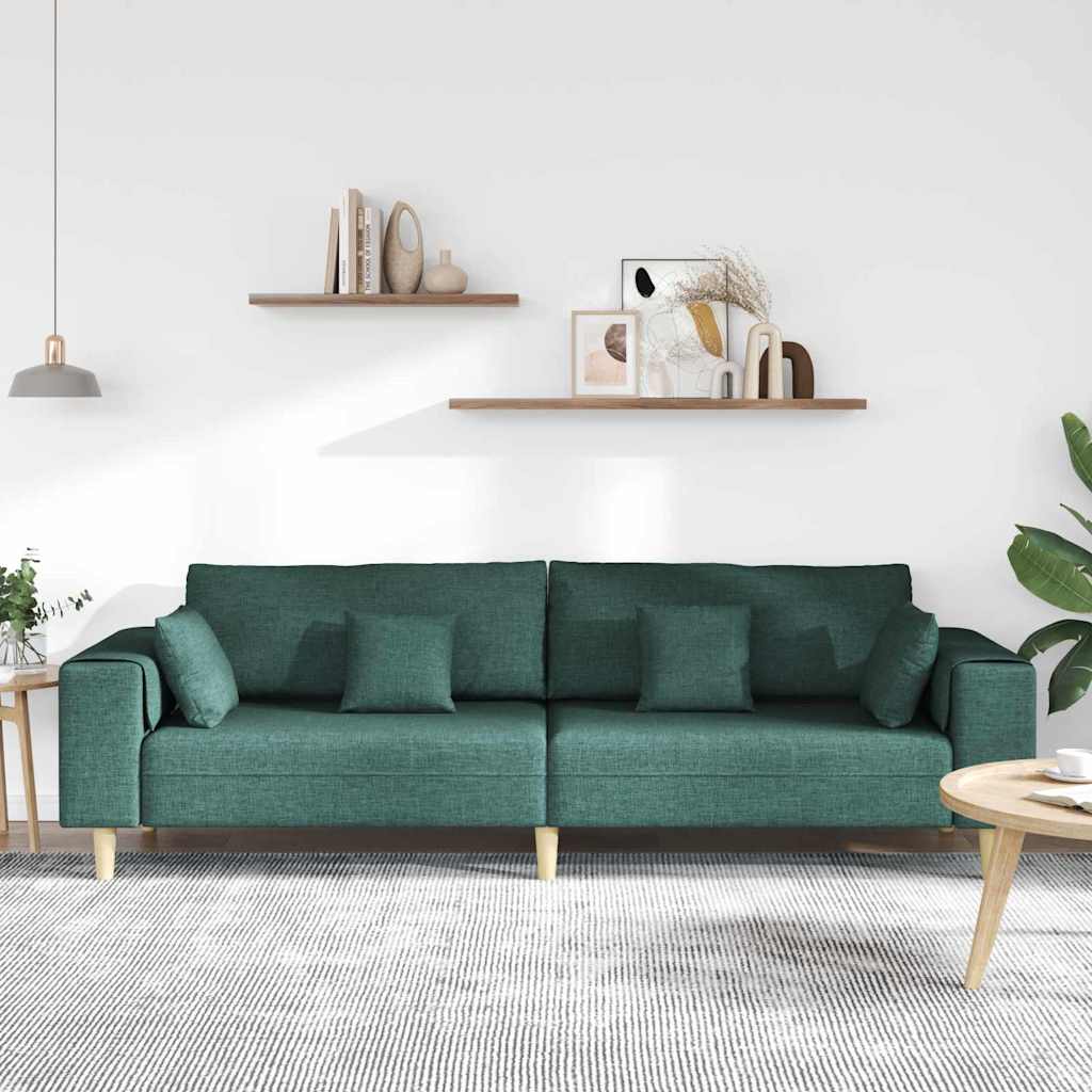 vidaXL Sofa mit Kissen Dunkelgrün 250 x 77 x 76 cm Stoff
