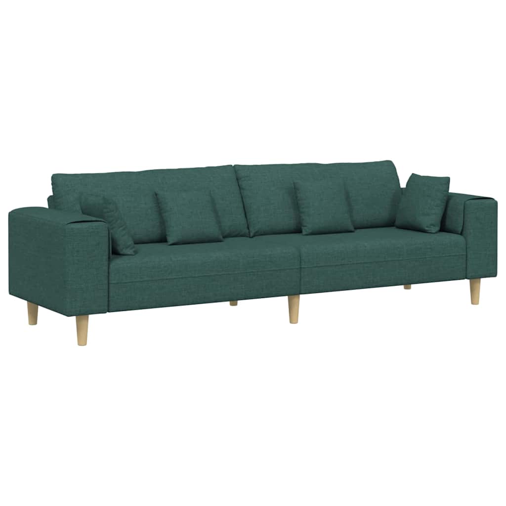 vidaXL Sofa mit Kissen Dunkelgrün 250 x 77 x 76 cm Stoff