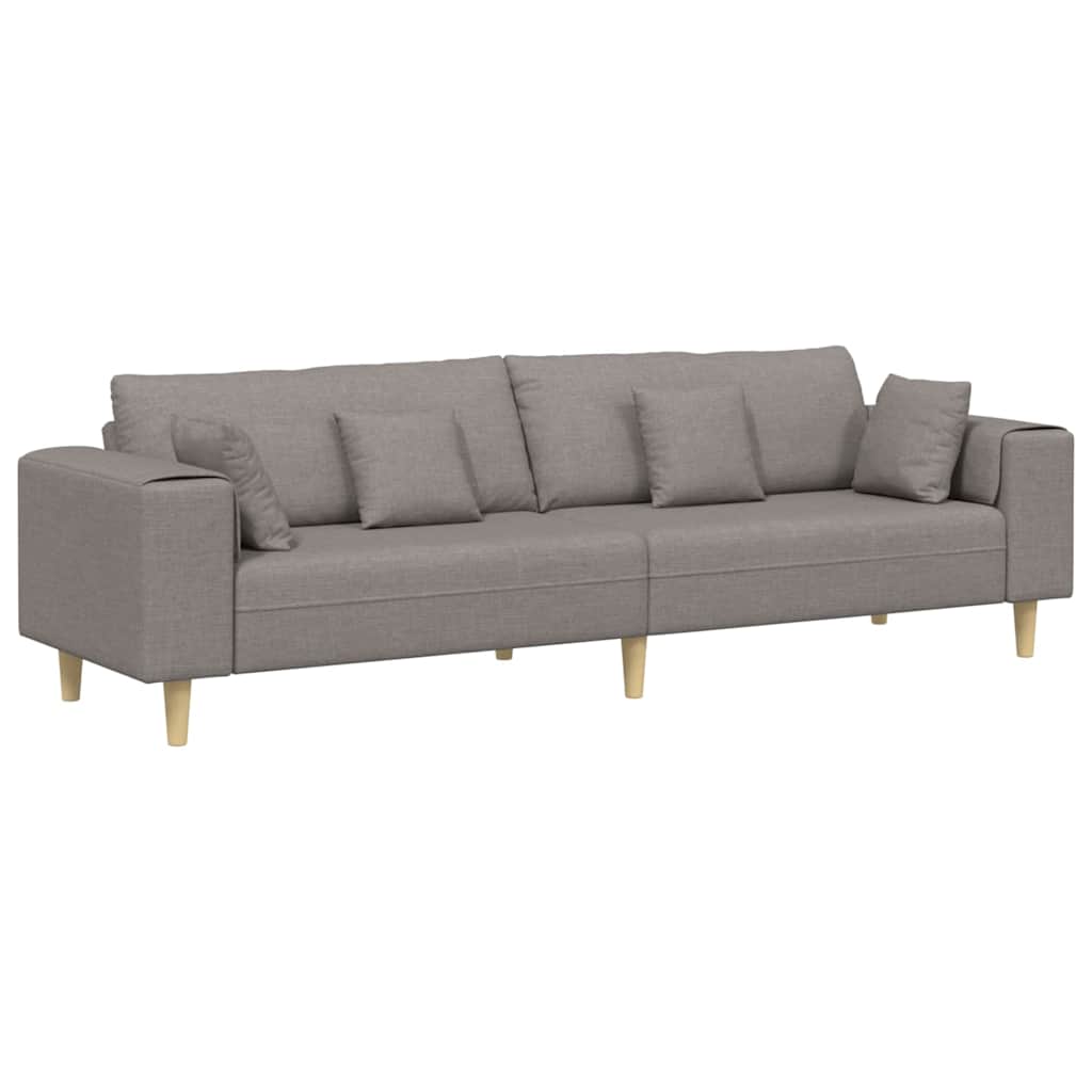 Sofa mit Kissen Taupe 250 x 77 x 76 cm Stoff