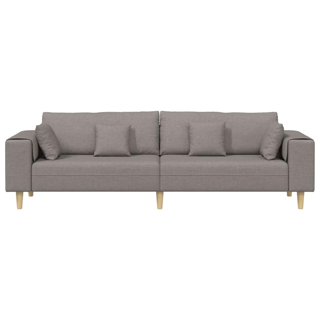 Sofa mit Kissen Taupe 250 x 77 x 76 cm Stoff