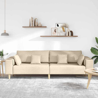 vidaXL Sofa mit Kissen Creme 250 x 77 x 76 cm Stoff