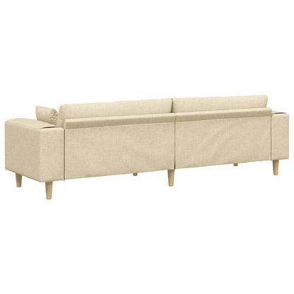 vidaXL Sofa mit Kissen Creme 250 x 77 x 76 cm Stoff