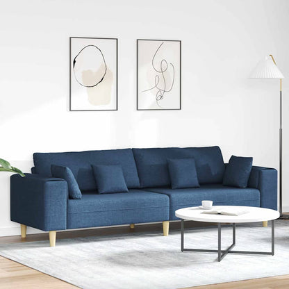 vidaXL Sofa mit Kissen Blau 250 x 77 x 76 cm Stoff