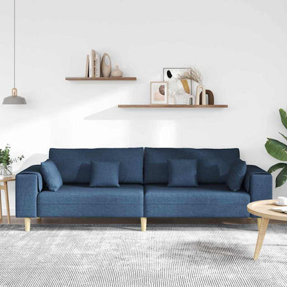 vidaXL Sofa mit Kissen Blau 250 x 77 x 76 cm Stoff