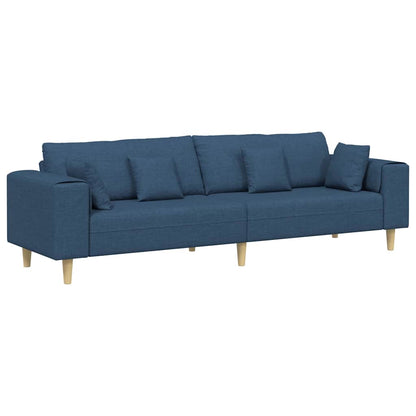 vidaXL Sofa mit Kissen Blau 250 x 77 x 76 cm Stoff
