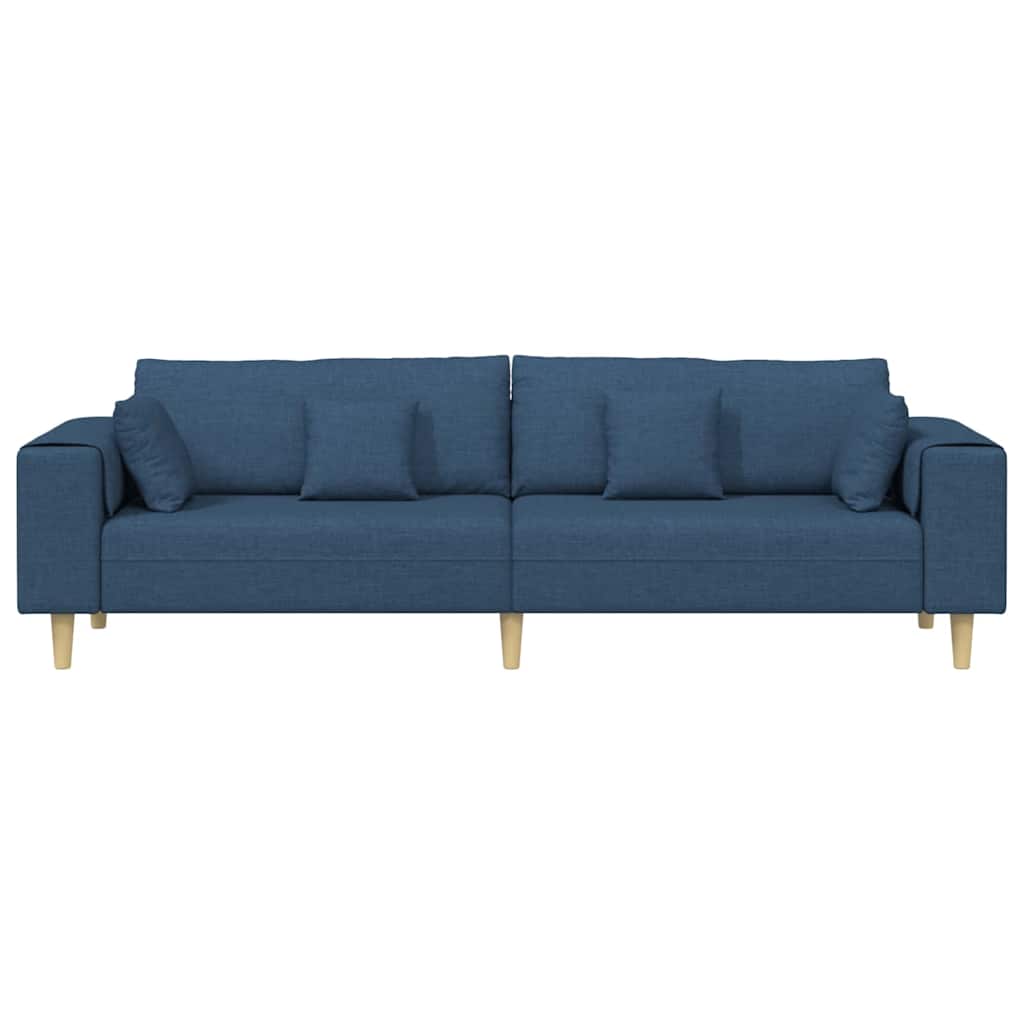 vidaXL Sofa mit Kissen Blau 250 x 77 x 76 cm Stoff
