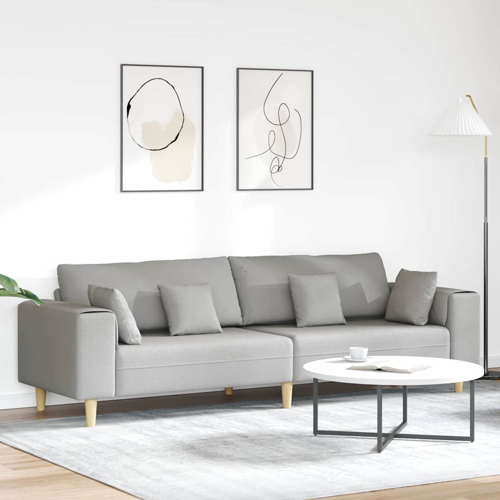 vidaXL Sofa mit Kissen Wolkengrau 250 x 77 x 76 cm Stoff