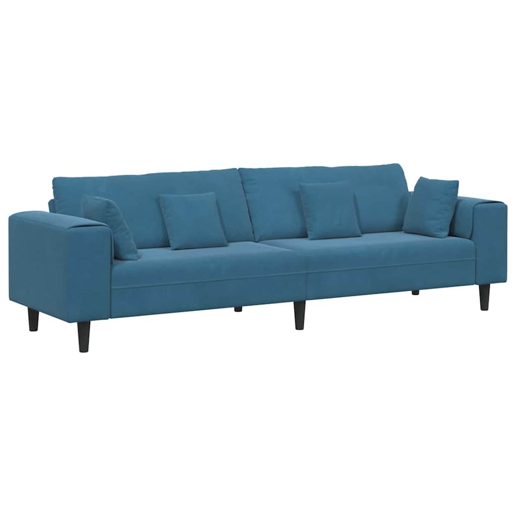 Sofa mit Kissen Blau 250 x 77 x 76 cm Samt